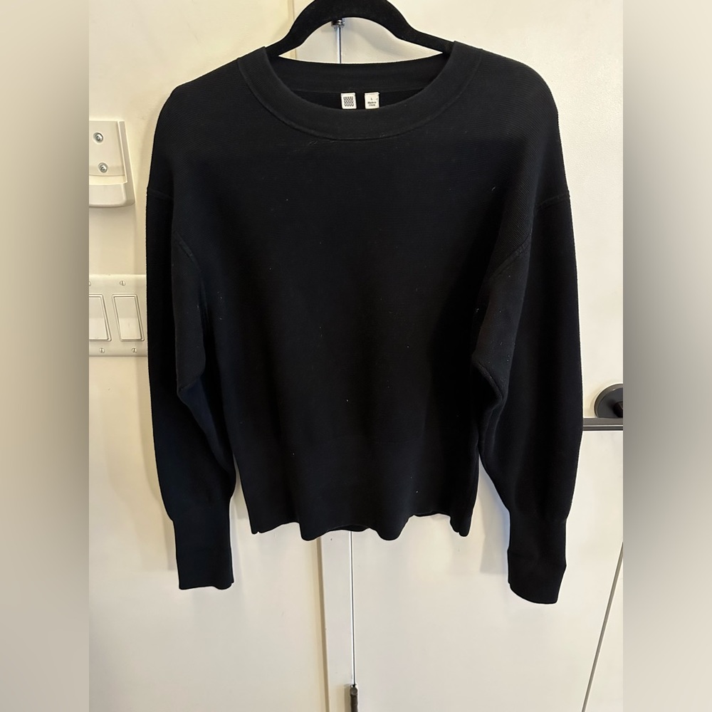 Uniqlo Black Cotton Knit Sweater Size Large